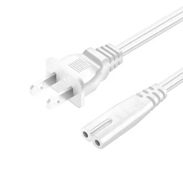 Καλής ποιότητας καθαρό χαλκό 120V 18 Awg 2pin C7 γραμμή επέκτασης Spt-2 λευκό καλώδιο ισχύος AC 5FT 2 Prong για οικιακή συσκευή Lap
