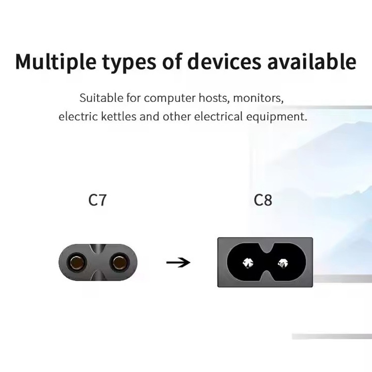 Καλής ποιότητας καθαρό χαλκό 120V 18 Awg 2pin C7 γραμμή επέκτασης Spt-2 λευκό καλώδιο ισχύος AC 5FT 2 Prong για οικιακή συσκευή Lap