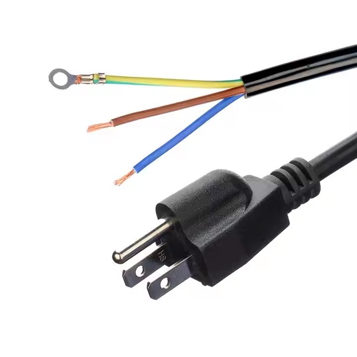ΕΤΛ πιστοποιημένο 3-Copper Core SJTW 10/12/14 Awg 3 Prong PVC μονωμένο σύρμα Nema 5-15p έως γυμνό άκρο καλώδια ισχύος AC