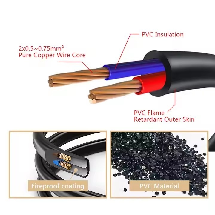 2.5A 250V CCC VDE ETL Εγκριθείσα από την IEC σύνδεση ισχύος επέκτασης C7 Σωστή γωνία σύνδεσης C7