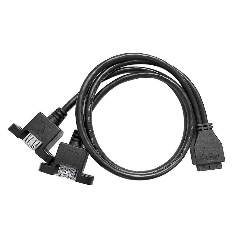 Βιομηχανία Διορθώσεις καλωδίωσης USB 3.0 Πίνακα Mount A X2 έως 20 Pin Header Motherboard Προσαρμοσμένο