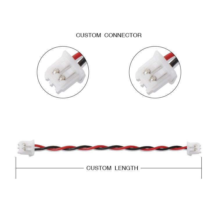 RY Brand JST Wire Harness XHP-2 Connector Cable 22AWG UL1007 Μαύρο Κόκκινο 2P κόλλα
