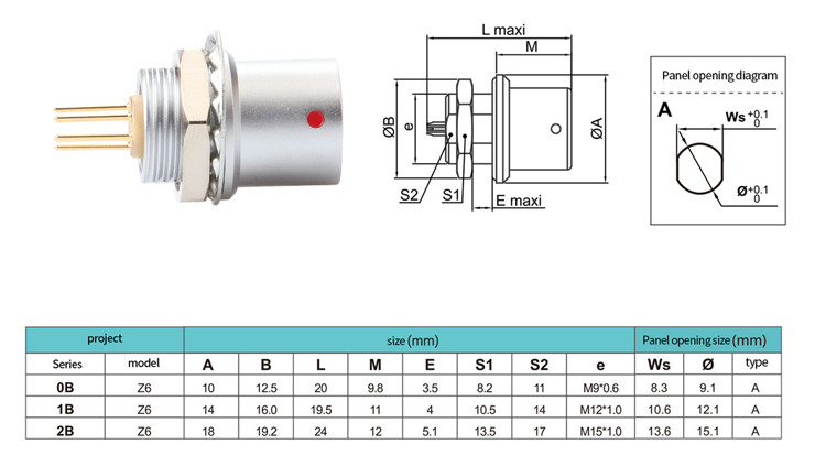 IP68 Push Pull Self Locking Industrial Control B Series Z6 6 Pin Γυναίκα προς 6 Pin Σημαντικός αισθητήρας κυκλικός σύνδεσμος