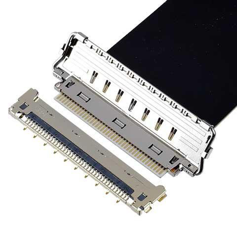 Κατεύθυνση ζευγαρώματος I-PEX Οριζόντια 20856-050T-01 FFC Κοακσιακό καλώδιο 50P 0,4mm Στροφή Προσαρμοσμένη OEM / ODM