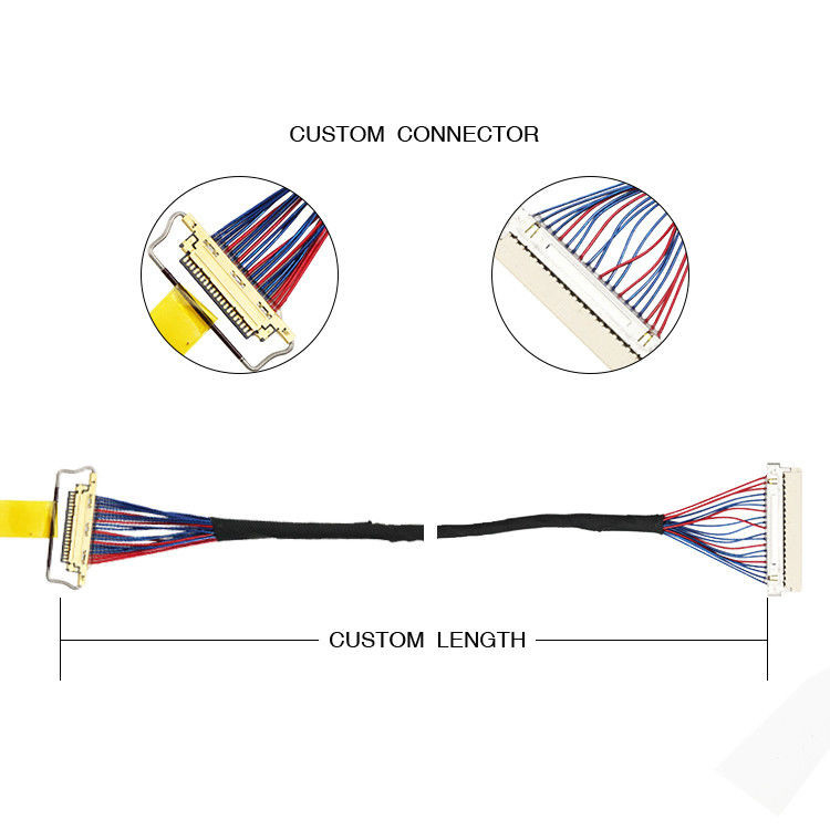 0.5mm Pitch 20453-220t-03 Lvds Συγκρότημα καλωδίων Df19g-20s έως I-Pex ISO14001