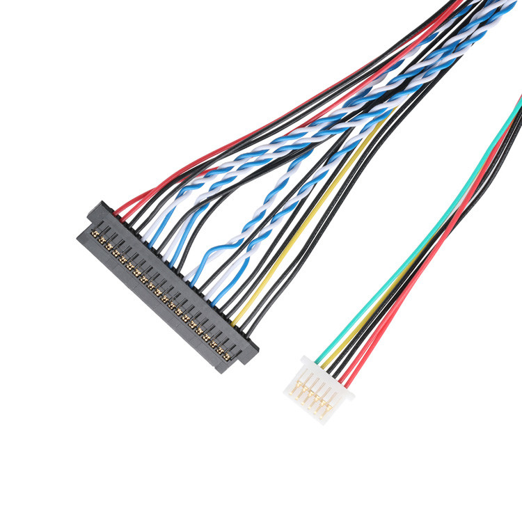 OEM/ODM Συγκρότημα καλωδίων LVDS από JAE FI-X30HL 30P 1.0mm Pitch προς JAE FI-S20S 20P και SHLP-6P