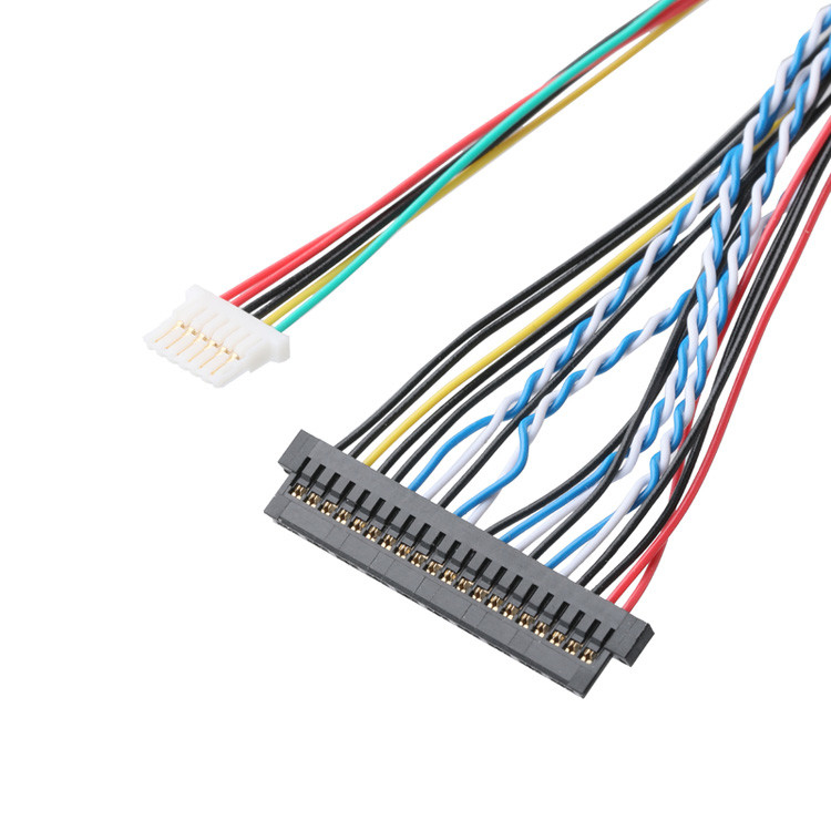 OEM/ODM Συγκρότημα καλωδίων LVDS από JAE FI-X30HL 30P 1.0mm Pitch προς JAE FI-S20S 20P και SHLP-6P