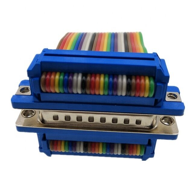 25 πινές Χρυσό επιχρισμένο D-Sub συνδετήρα με προσαρμοσμένο μήκος επίπεδο καλώδιο κορδέλας και IDC συνδετήρα Crimp
