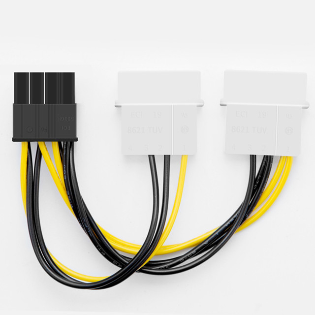 Διπλή 4 καρφίτσα Molex στο καλώδιο τροφοδοσίας Pcie 8 καρφιτσών για την τηλεοπτική κάρτα γραφικών