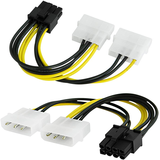Διπλή 4 καρφίτσα Molex στο καλώδιο τροφοδοσίας Pcie 8 καρφιτσών για την τηλεοπτική κάρτα γραφικών