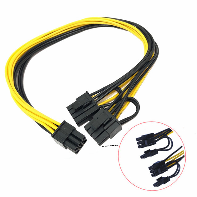 Αρσενικό Pcie 6pin στο διπλό θραύστη 18awg 100MM 20CM καλωδίου τροφοδοσίας 8pin αρσενικό Gpu