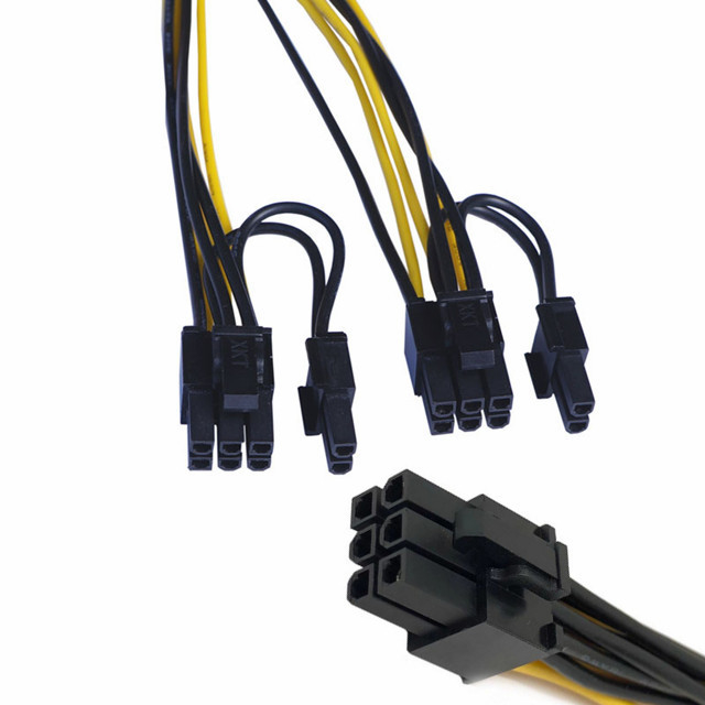 Αρσενικό Pcie 6pin στο διπλό θραύστη 18awg 100MM 20CM καλωδίου τροφοδοσίας 8pin αρσενικό Gpu