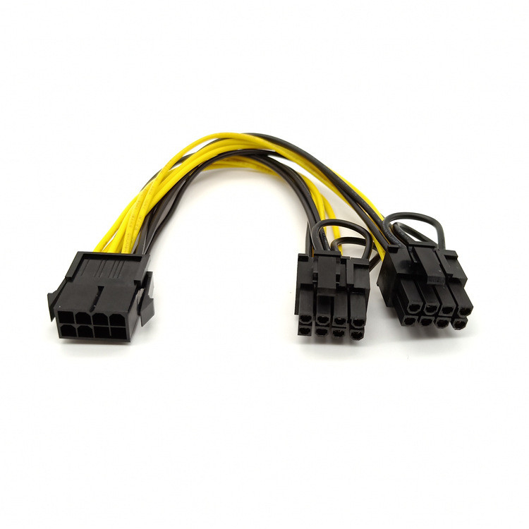 18awg θηλυκό στο διπλό καλώδιο συνδετήρων Pcie μετατροπέων δύναμης θραυστών VGA 8pin αρσενικό
