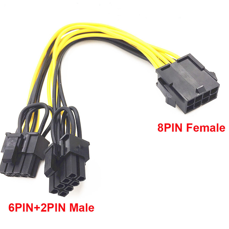 18awg θηλυκό στο διπλό καλώδιο συνδετήρων Pcie μετατροπέων δύναμης θραυστών VGA 8pin αρσενικό